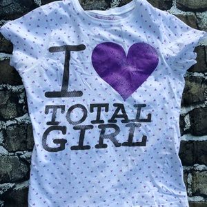 Total Girl T-Shirt White and Purple Hearts